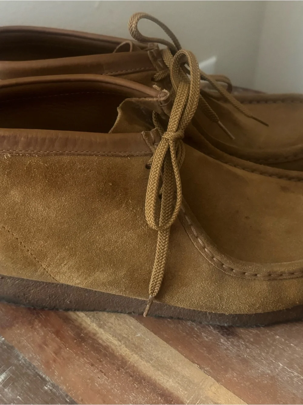 Vintage Clarks Sand Suede Wallabee Ankle Boots Size 10M Dress Casual